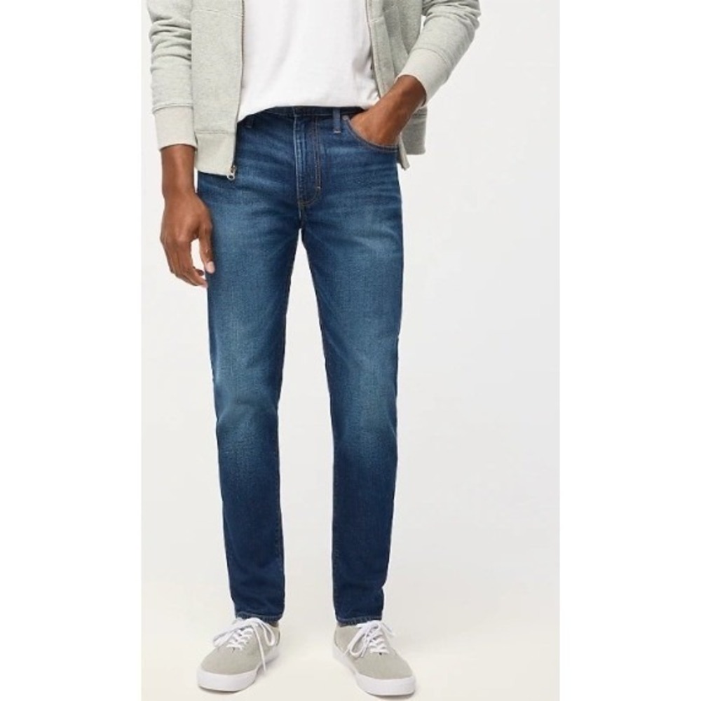 J Crew Flex Straight Fit Men's Jeans W33 L30 Dark Wash Stretch Denim NWOT $128